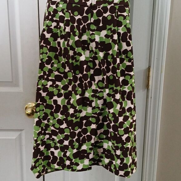 Sangria green brown  cream sleeveless pleated front dress with pockets Sz 6 EUC - Picture 5 of 7